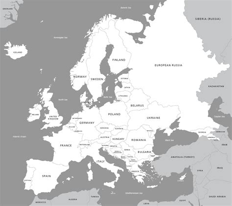 Vector Map Of Europe With Countries Illustrator Svg