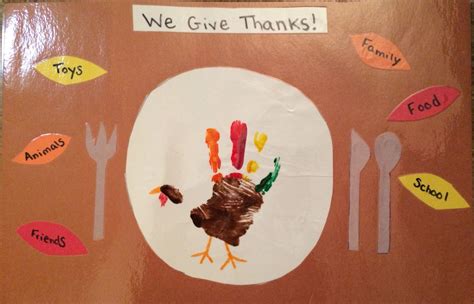 Thanksgiving Placemat We Give Thanks Handprint Turkey And Leaves â