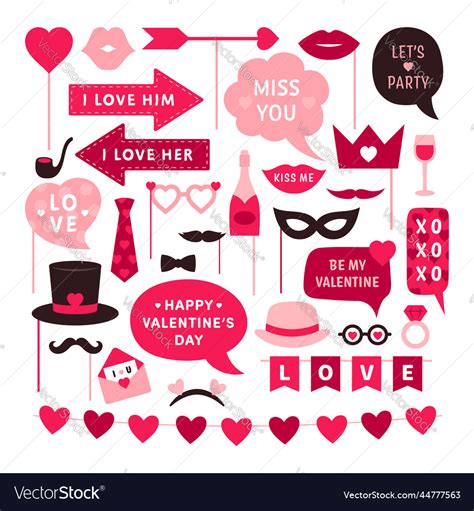 Valentine Photo Booth Props Royalty Free Vector Image