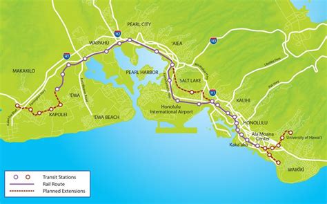 Honolulu Rail Map With Planned Extensions Official Plan Honolulu