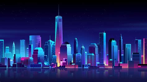 Purple And Blue Retro City Wallpapers Wallpaper Cave