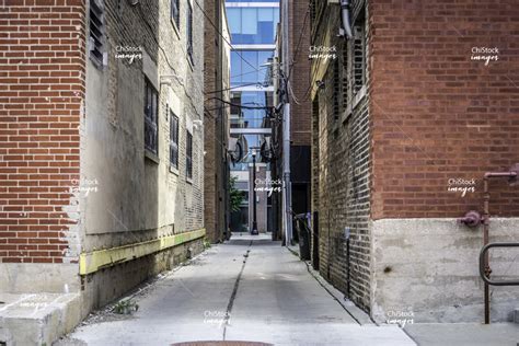 Alley Surrounded By Buildings In West Loop Near West Side Chicago