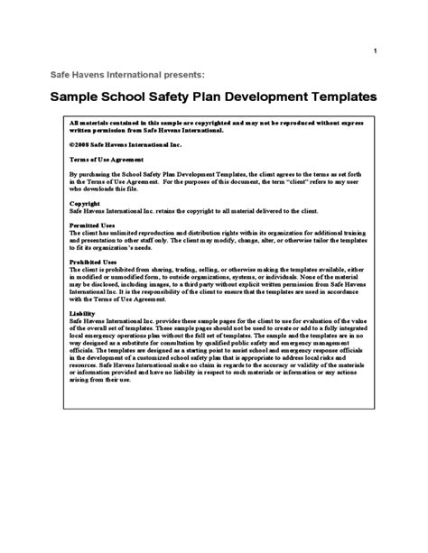 Managing a safety plan ensures that all employees, counting all levels of management, receive performance evaluations that comprise a written assessment of the documents of assigned safety and health responsibilities. Sample School Safety Plan Template Free Download