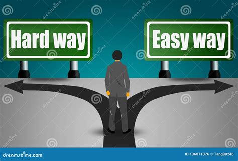 Choosing Between Hard Way And Easy Way Stock Illustration