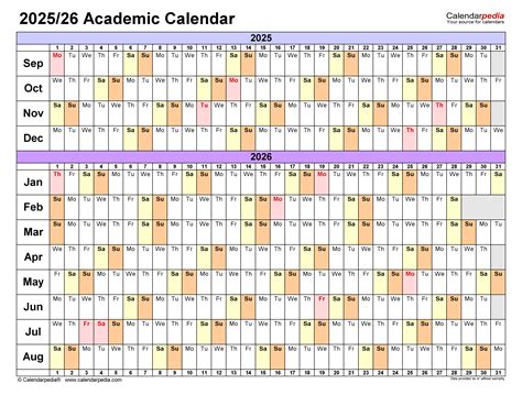 Academic Calendars 20252026 Free Printable Word Templates