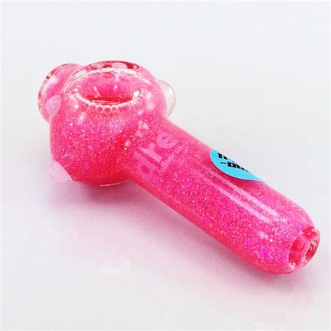 Pink Glitter Pipe Sm American Made Glass Pipes