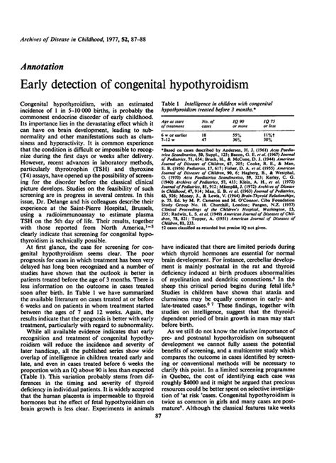 Early Detection Of Congenital Hypothyroidism Archives Of Disease In