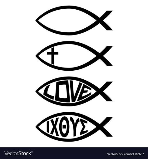 Ichthus Christian Fish Symbol Religious Icon Vector Image