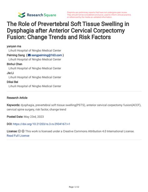Pdf The Role Of Prevertebral Soft Tissue Swelling In Dysphagia After