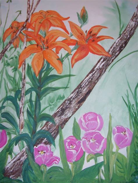 Tiger Lily And Tulips Painting By Darlene Duguay Fine Art America
