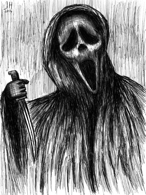 Scream Ghostface 85 X 11 Ink Drawing Horror Halloween Ebay