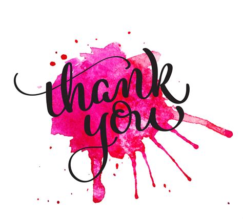 Thank You Text On Watercolor Red Blot Hand Drawn Calligraphy Lettering