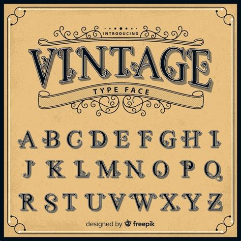 Antique Alphabet With Numbers In Vintage Vector Image