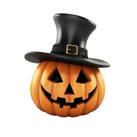 Halloween Pumpkin With Eyes And Hat With Top Hat 3d Rendering Pumpkin