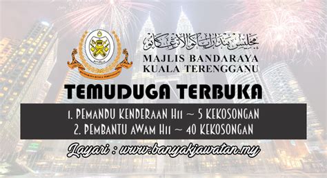 Kekosongan di unikl telah membuka peluang kerja 2019 kepada warganegara malaysia yang berminat dalam bidang ini serta berkelayakan. Temuduga Terbuka di Majlis Bandaraya Kuala Terengganu ...
