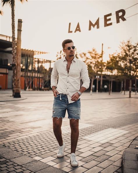 outfits de primavera verão para homens marco da moda bermuda jeans masculina roupas de