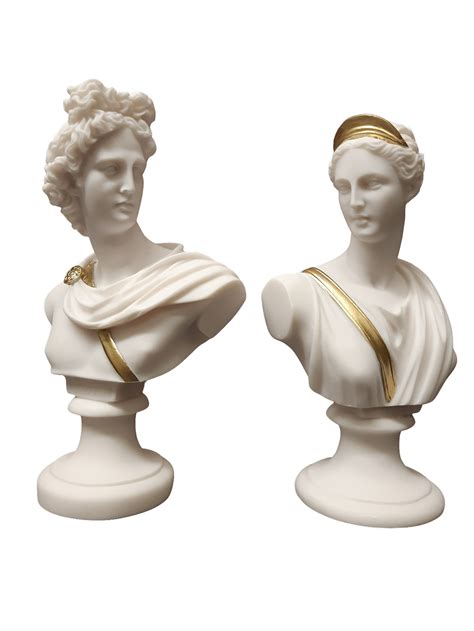 Set Apollo God And Artemis Goddess Busts Sculptures Greek Etsy