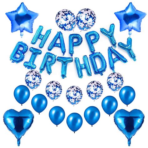 Buy Blue Happy Birthday Balloons Foil Balloons Happy Birthday Banner