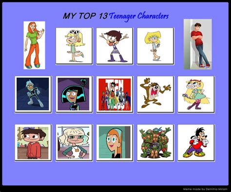 My Top 13 Favorite Teenager Characters By Bart Toons On Deviantart