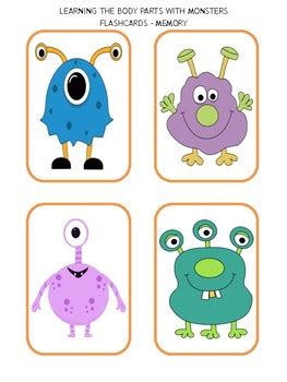 monster flashcards body parts   teaching lab tpt