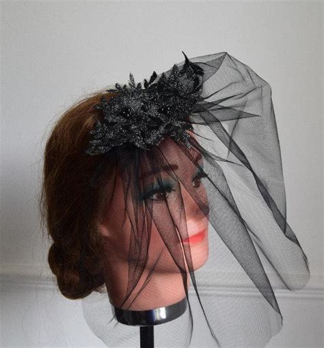 Black Blusher Veil With Lace Headpiece Wedding Funeral Occasion Wear