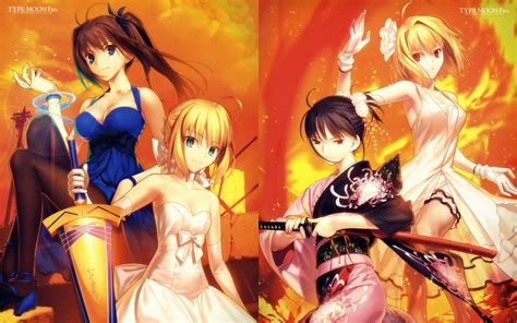 wallpaper anime girls dress saber fate series comics lunar legend tsukihime kara no