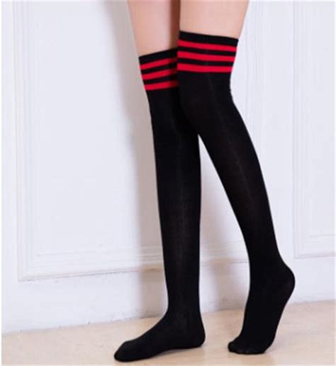 Women Girl Stripe Stripy Striped Over The Knee Thigh High Stockings Long Stocking Stockings