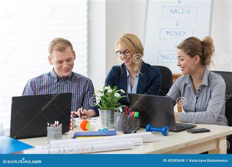 Pleasant Atmosphere In Modern Office Stock Photo Image Of Friendship