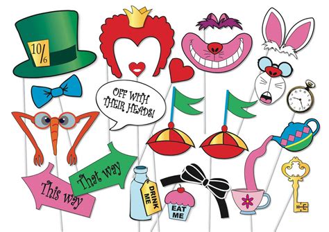 Alice Wonderland Party Printable Photo Booth Props Diy Clipart Free