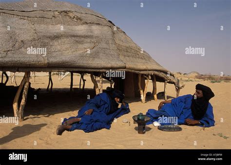 Tuareg Drinking Tea At A Homestead In The Sahara Desert Timbuktu Mali