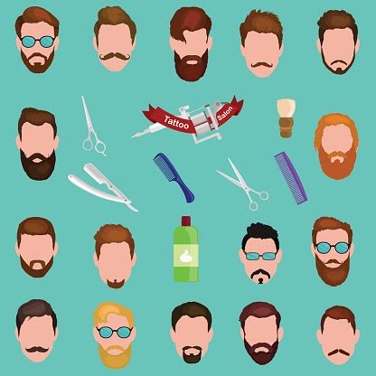 Here you can explore hq cartoon hairstyles transparent illustrations, icons and clipart with filter polish your personal project or design with these cartoon hairstyles transparent png images, make. Set Of Men Cartoon Hairstyles With Beards And Mustache ...