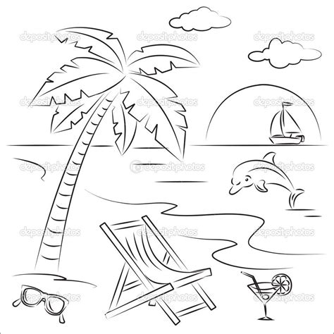 Beach Scene Coloring Pages At Free
