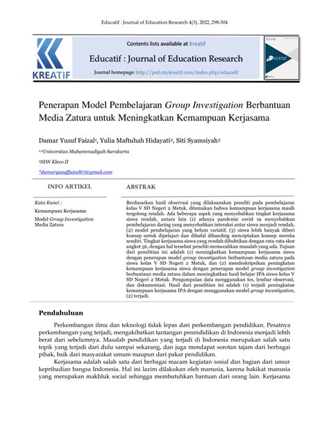 Pdf Penerapan Model Pembelajaran Group Investigation Berbantuan Media