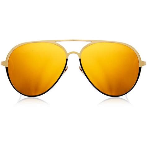 Linda Farrow Luxe Yellow Gold Plated Gold Mirrored Aviator Sunglasses Mirrored Aviator