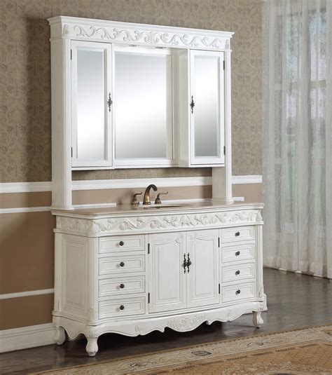 Posh bathroom vanities makeup area white vanity makeup. 60" Tuscany Antique White Single Sink Vanity - Antique ...