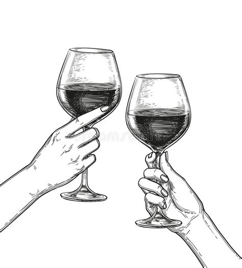 Two Hands Clinking Glasses Of Wine Stock Vector Illustration Of Icon