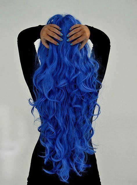 Royal Blue Hair Long Hair Wavy Curly Hair Color Crazy Crazy Hair