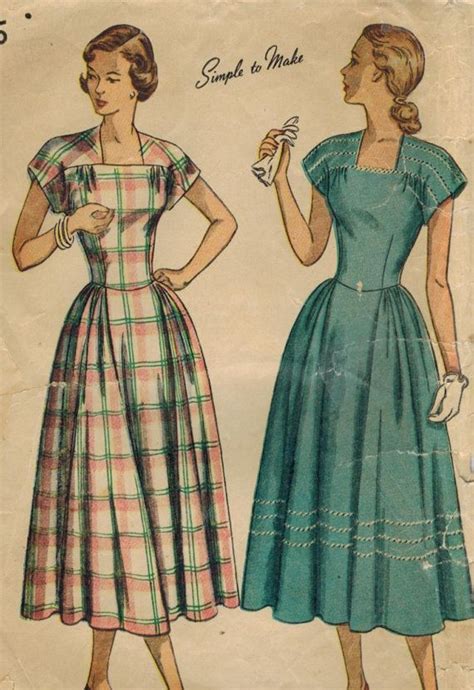 1940s Simplicity 2406 Vintage Sewing Pattern Misses Afternoon Dress
