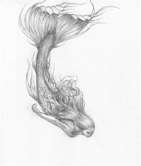 Mermaid Pencil Drawing Etsy
