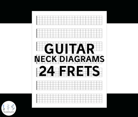 Guitar Neck Diagrams Paper Printable Pdf Digital Instant Download Full 24 Frets Blank