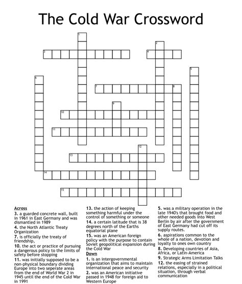 Cold War Crossword Puzzle Pdf Fill Online Printable Fillable Blank