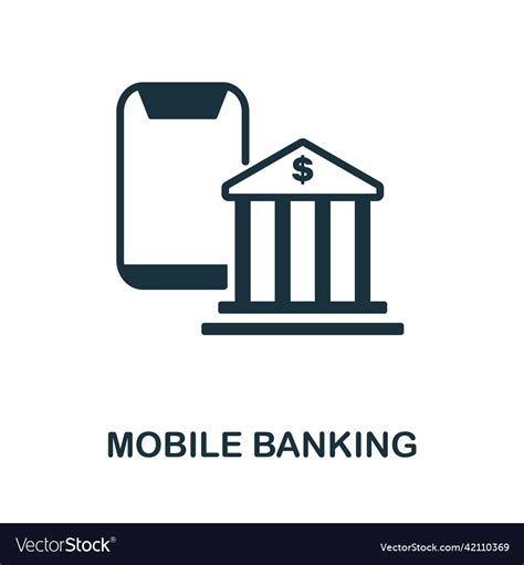 Mobile Banking Icon Monochrome Simple Royalty Free Vector