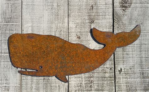 Whale Metal Art Wall Hanging Garden Yard Art Nautical Etsy