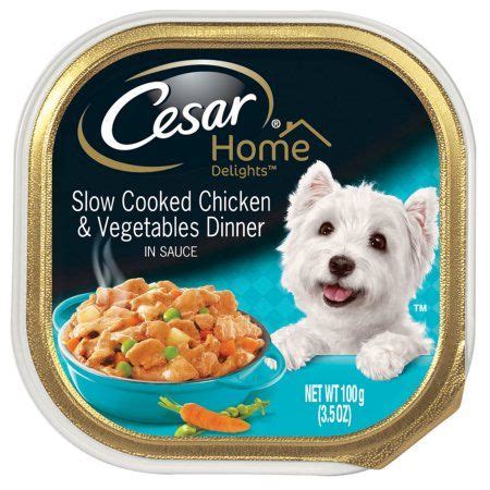 Tubs of cesar simply crafted wet dog food cuisine complement with chicken. CESAR HOME DELIGHTS Soft Wet Dog Food Slow Cooked Chicken ...