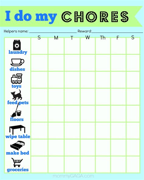 Printable Chore Chart For Kids With Pictures Image To U