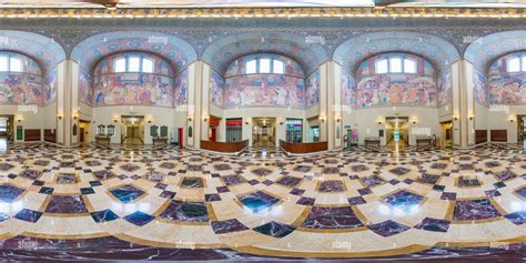 360° view of grand rotunda at the central library in downtown los angeles featuring murals by