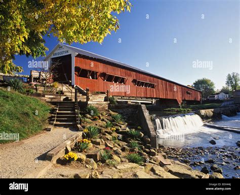 Original Bridgeton Covered Bridge And Autumn Color Parke County Indiana