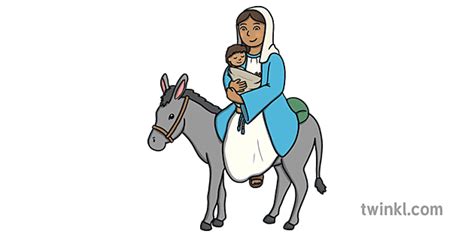 Mary Riding Donkey With Baby Jesus Twinkl