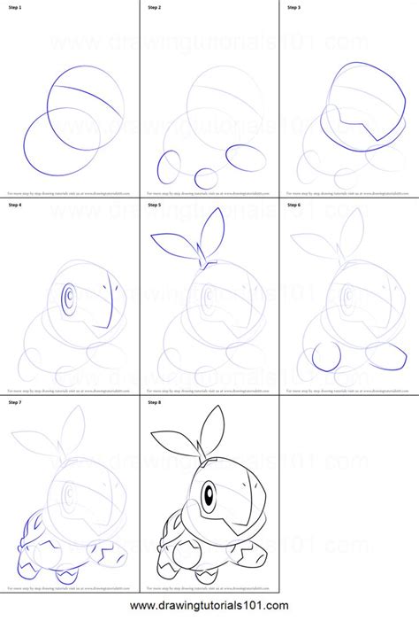 Turtwig From Pokemon Printable Step By Step Drawing Sheet