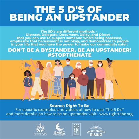 the 5d s of being an upstander don t be a bystander be an upstander